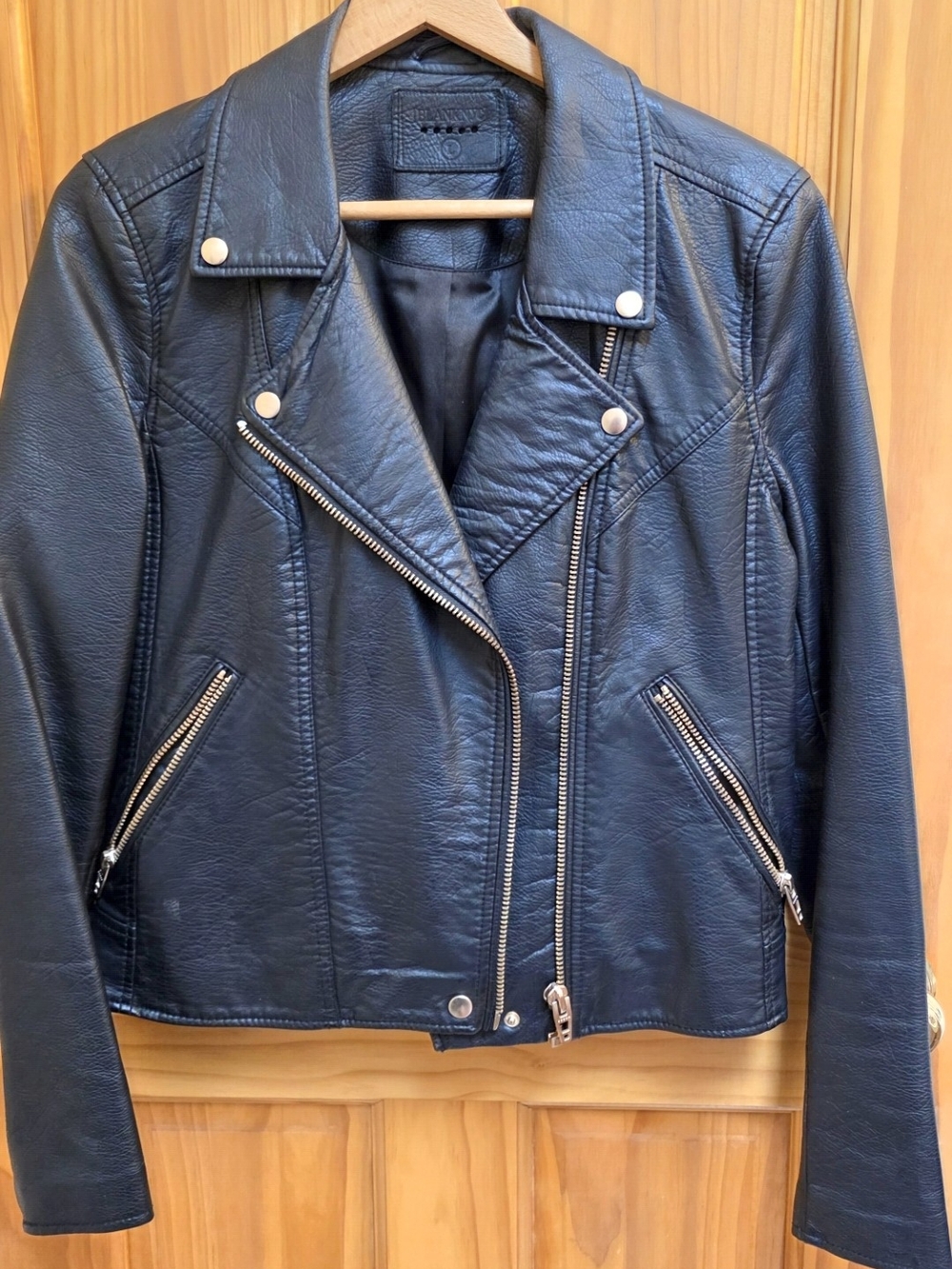 Blank NYC Black Faux Leather Moto Jacket with Silver Hardware